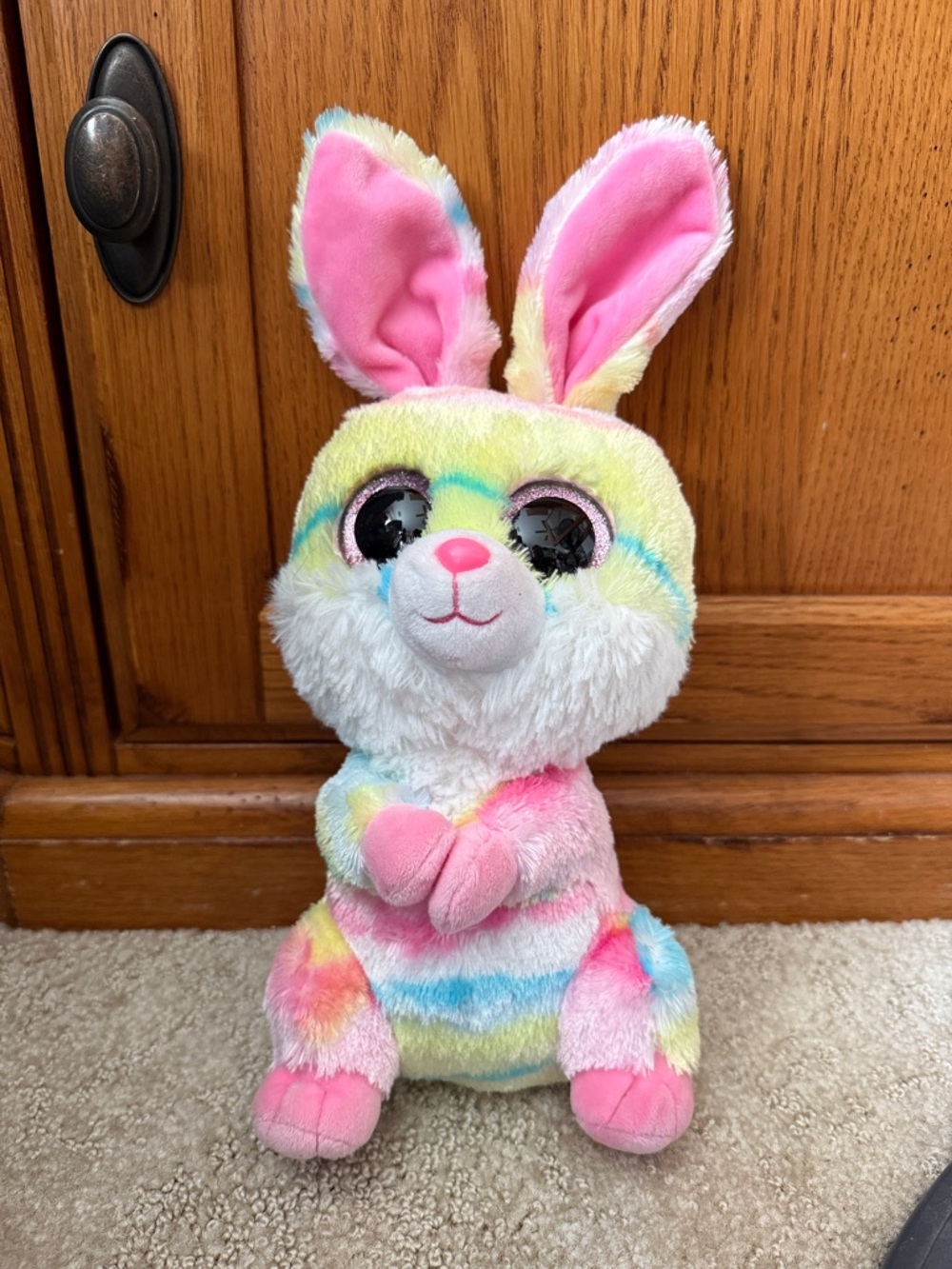 Ty Multicolor Beanie Boo “Lollipop”- Pink, Yellow, Blue like new!!